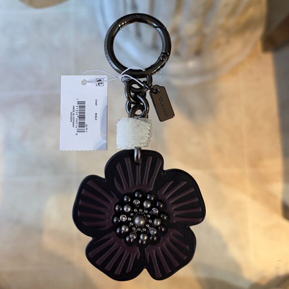 Coach Tea Rose Bag Charm & Key Holder - Picture 2 of 16